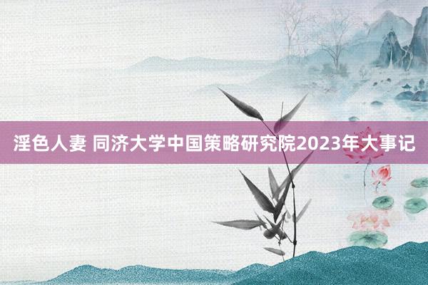 淫色人妻 同济大学中国策略研究院2023年大事记